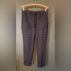 Wit & Wisdom Women’s Gray Plaid Dress Pants Medium Cuffed Cropped Drawstring